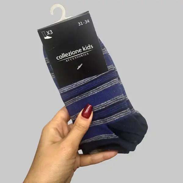 جوراب بدون ساق بچگانه کولزیون کد 411 بسته 3 عددی