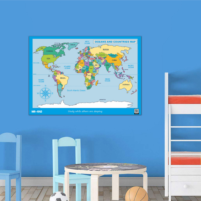 پوستر آموزشی مستر راد طرح اقیانوس ها و کشورها مدل m7050