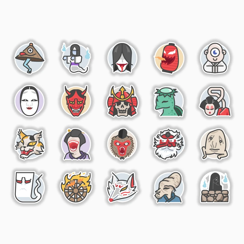 استیکر لپ تاپ و موبایل بووم طرح انیمه مینیمال کد MM99 مجموعه 20 عددی