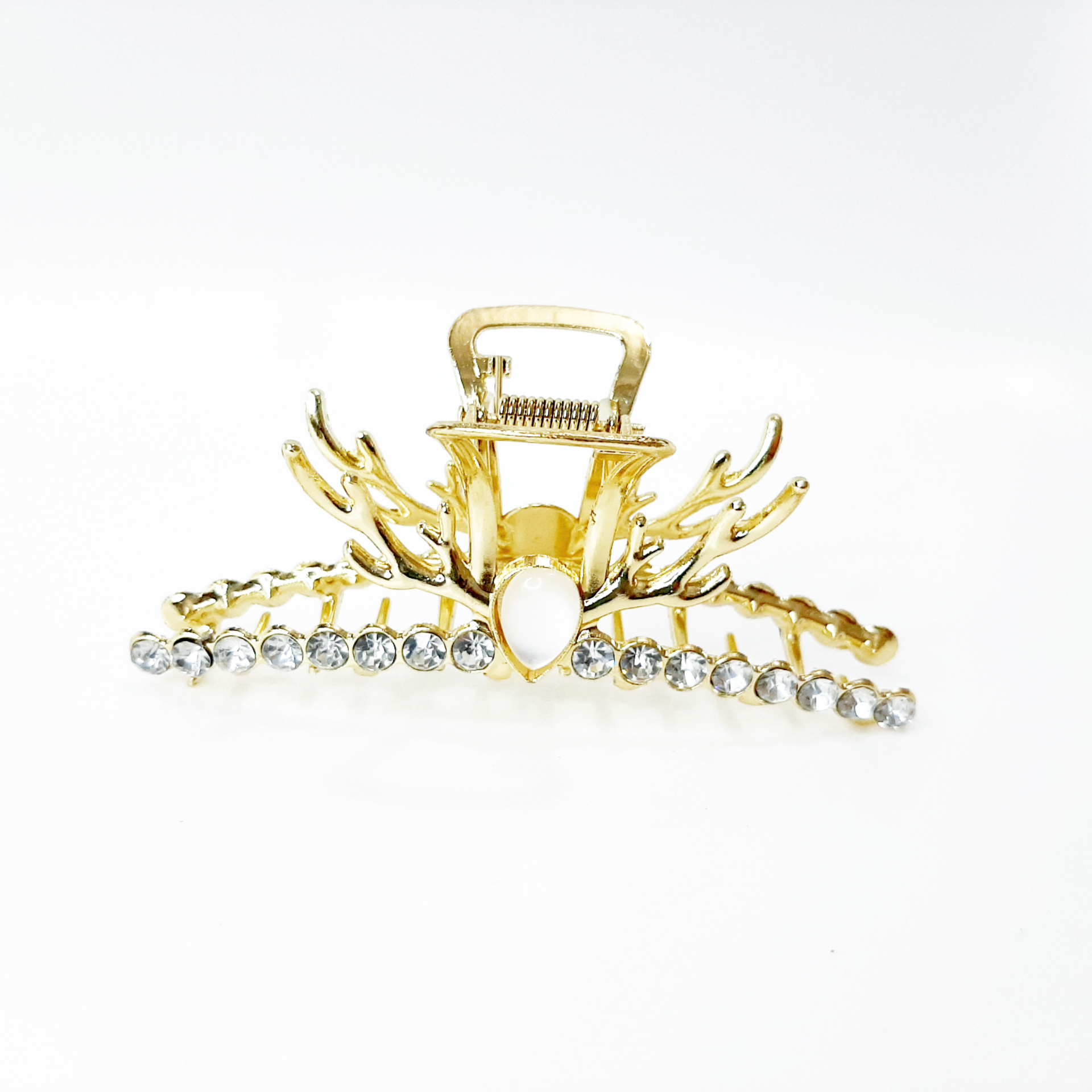 کلیپس مو زنانه مدل فلزی نگین دار طرح شاخ گوزن