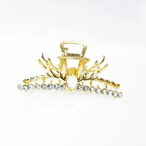 کلیپس مو زنانه مدل فلزی نگین دار طرح شاخ گوزن