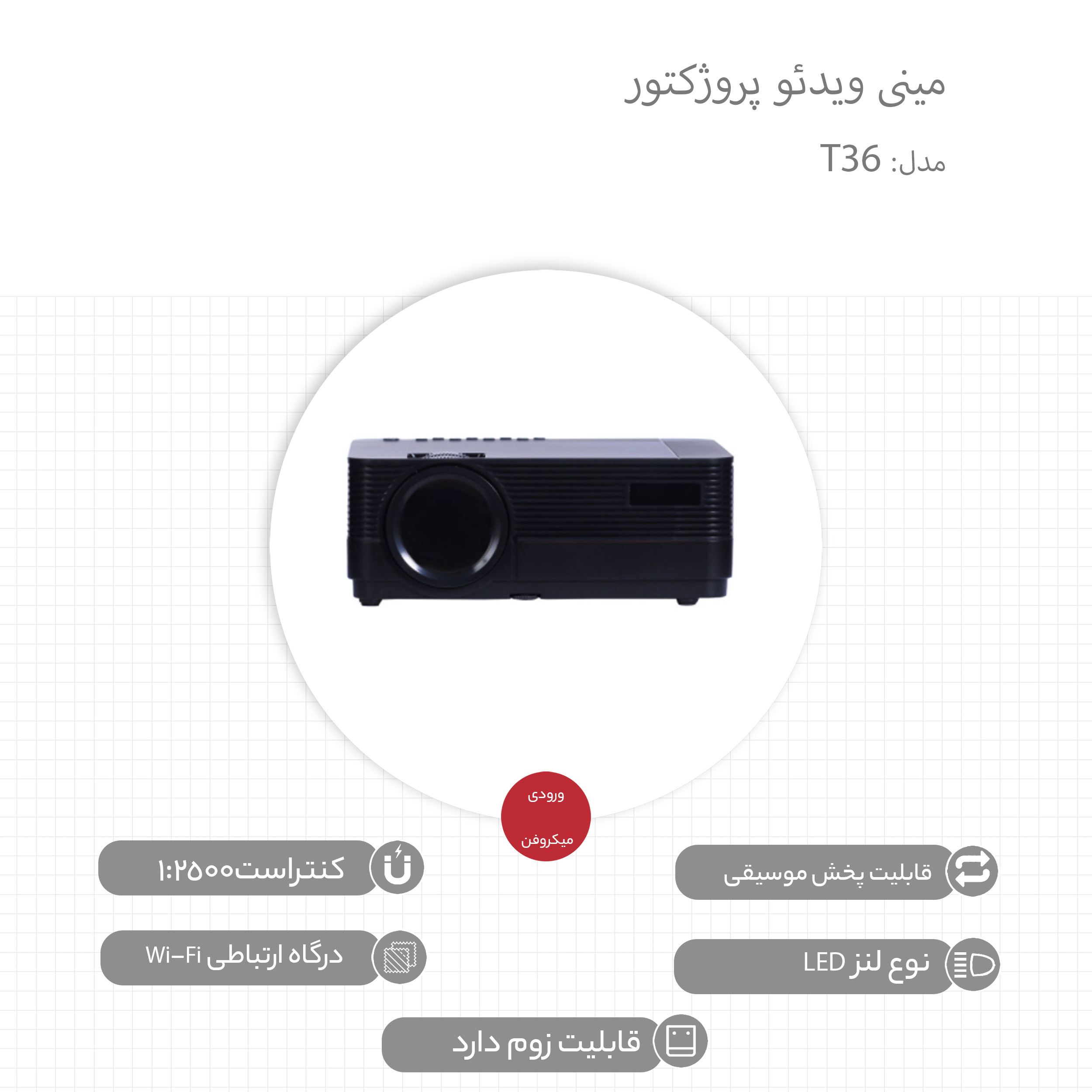 مینی ویدئو پروژکتور مدل T36 مینی ویدئو پروژکتور مدل T36