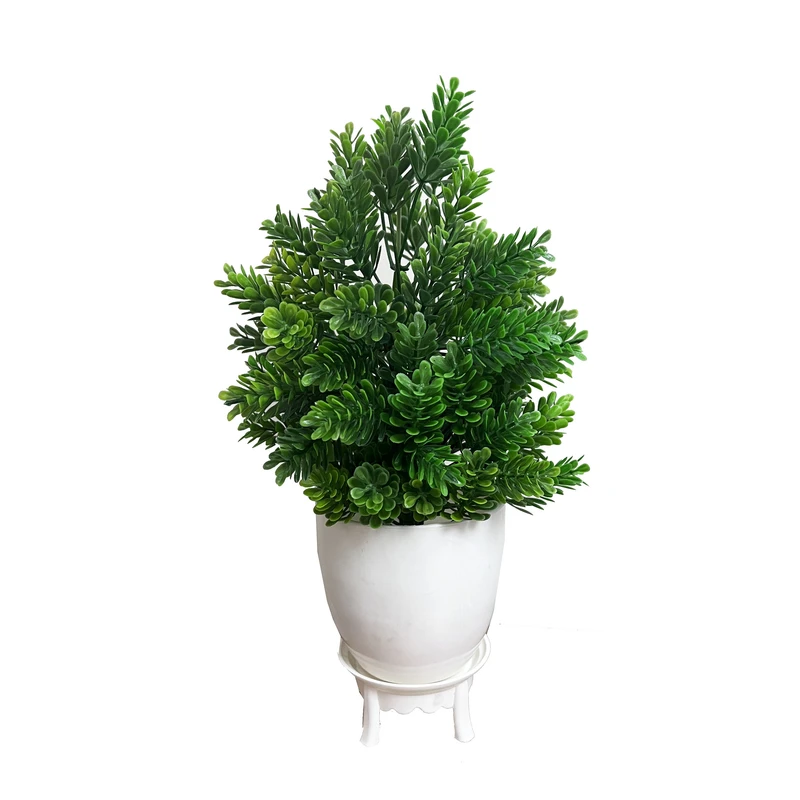 گلدان به همراه گل مصنوعی مدل کاج پایه دار طرح ایکیا 