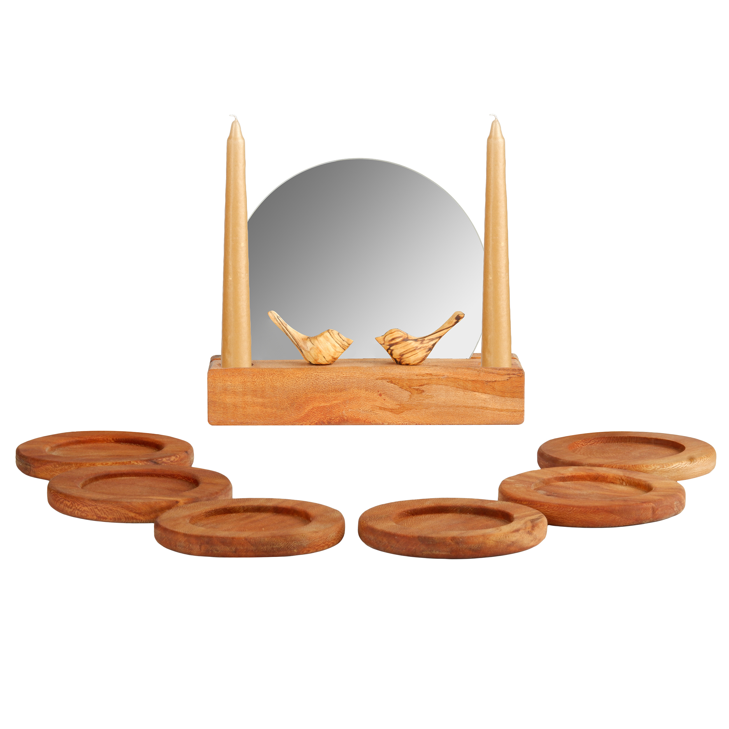 مجموعه ظروف هفت سین 7 پارچه مدل چوبی گرد کد 02