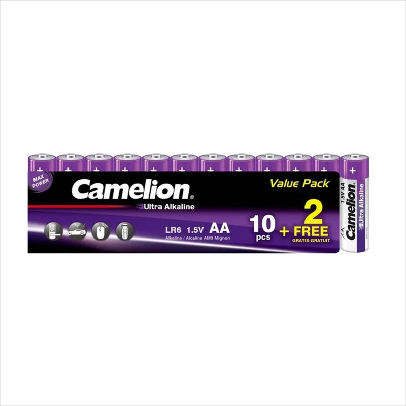 باتری قلمی کملیون مدل ultra alkaline 10+2 بسته 12 عددی
