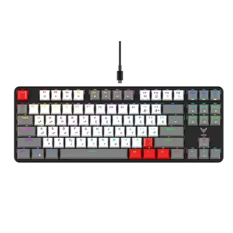 کیبورد گیمینگ هیسکا مدل HX-KEG440، سوییچ مکانیکال آبی، Tenkeyless، نورپردازی RGB