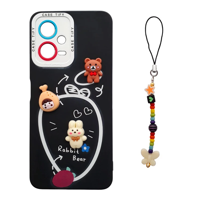 کاور مدل سیلیکونی طرح تدی کد A10357 مناسب برای گوشی موبایل شیائومی Redmi Note 12 5G / Poco X5 5G به همراه بند آویز