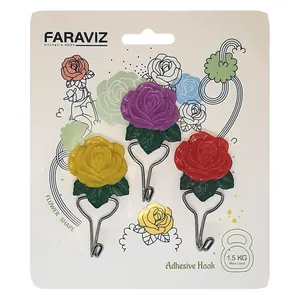 قلاب آویز آشپزخانه طرح گل مدل Si-3 بسته 3 عددی