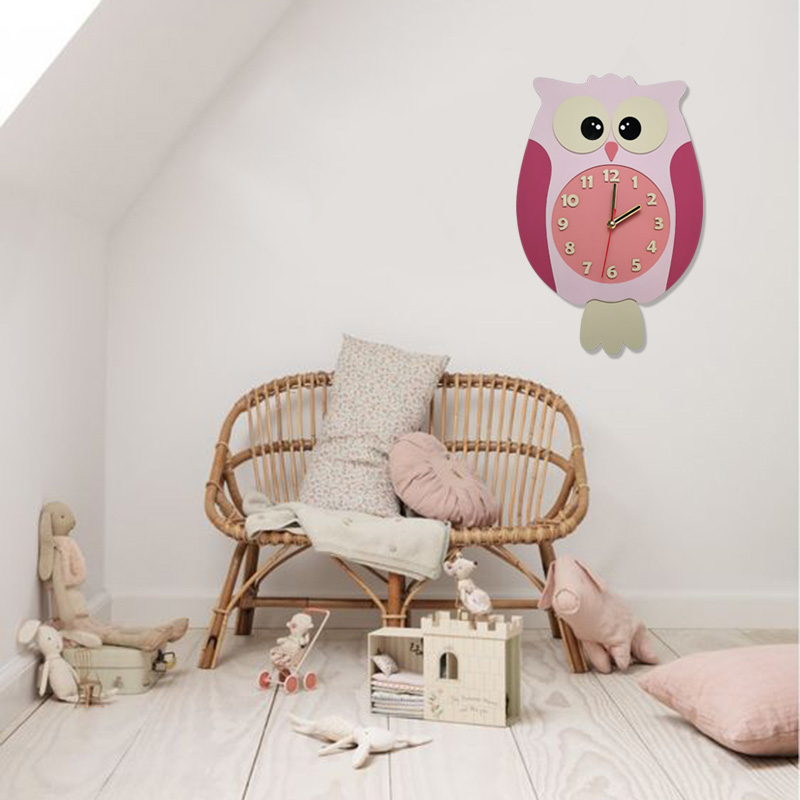 ساعت دیواری کودک طرح جغد مدل MKids52Pink