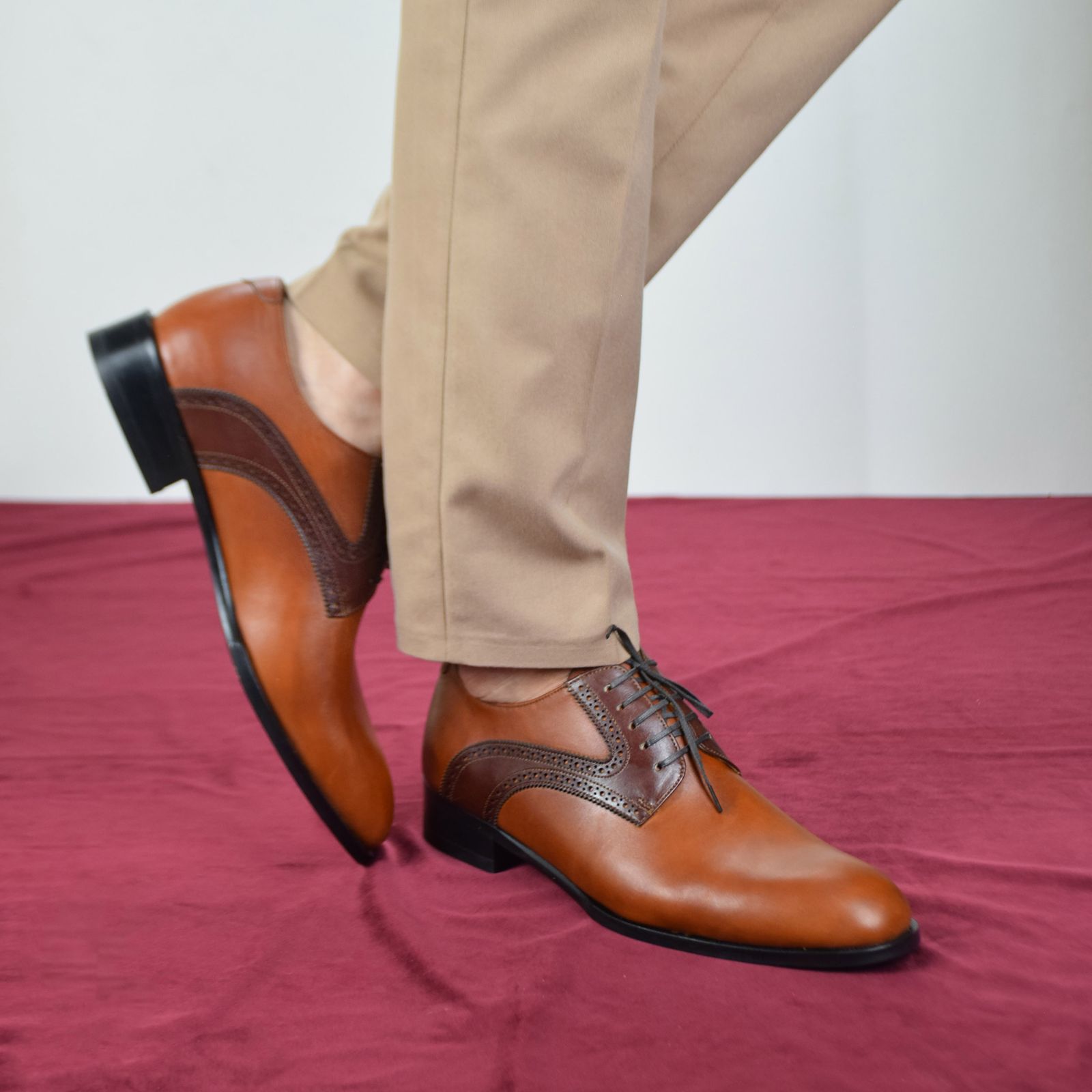 کفش مردانه کرمانی مدل چرم دستدوز طبیعی کد 1074 رنگ قهوه ای عسلی -  - 3