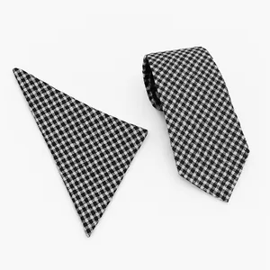 ست کراوات و دستمال جیب مردانه مدل چهارخانه