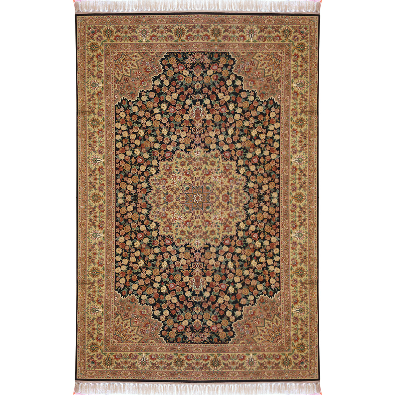 فرش ماشینی رادین اصفهان طرح گل رز رنگ زمینه قهوه ای
