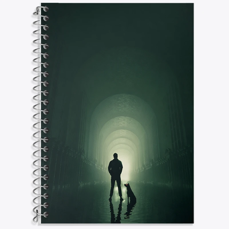 دفتر زبان 50 برگ خندالو مدل سه خط طرح مرد و سگ کد F519