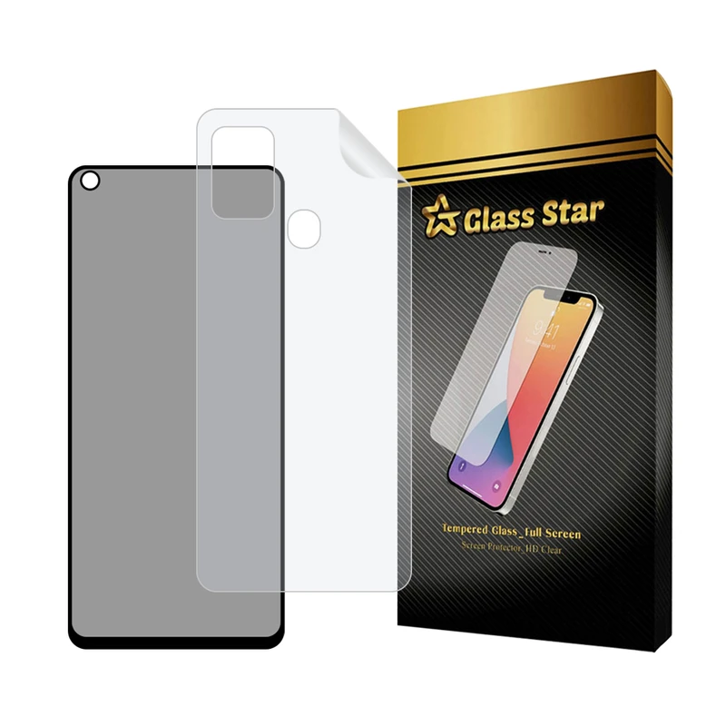 محافظ صفحه نمایش حریم شخصی گلس استار مدل FULLPRIVNANOS مناسب برای گوشی موبایل سامسونگ Galaxy A21s به همراه محافظ پشت گوشی