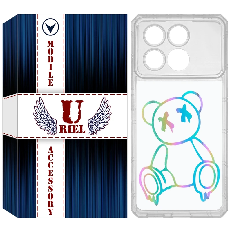 کاور یوریل مدل Clear کد 44 طرح خرس رنگی مناسب برای گوشی موبایل شیائومی Poco X6 Pro