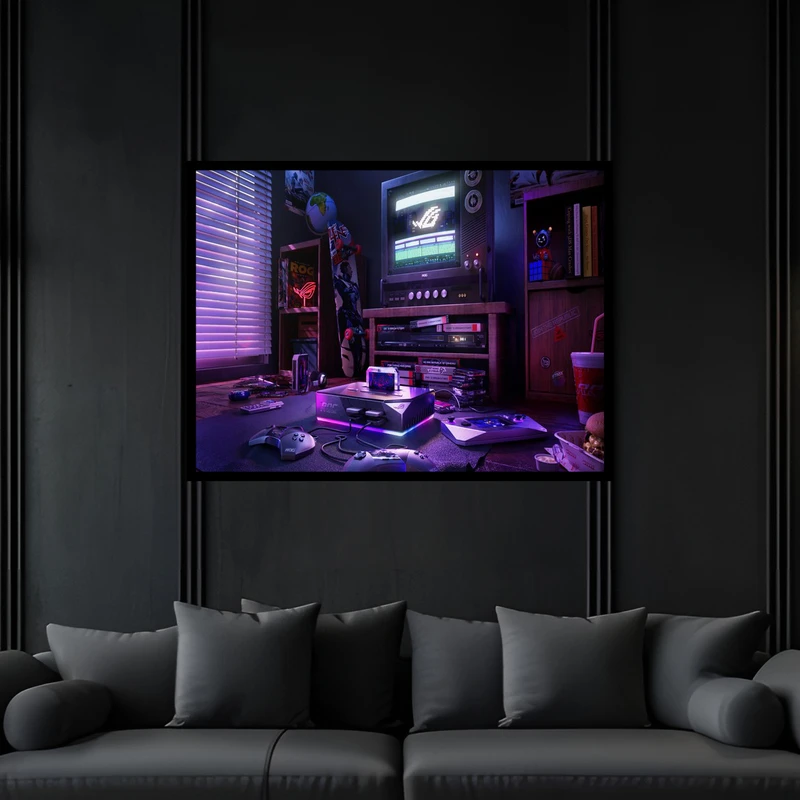 تابلو بکلیت طرح تکنولوژی و فناوری گیمینگ و گیم نت کنسول بازی مدل B-bu6617 فریم مشکی