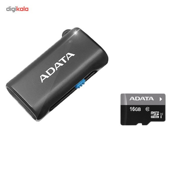 کارت حافظه microSDHC ای دیتا مدل Premier کلاس 10 استاندارد UHS-I U1 همراه با میکرو ریدر ظرفیت 16 گیگابایت