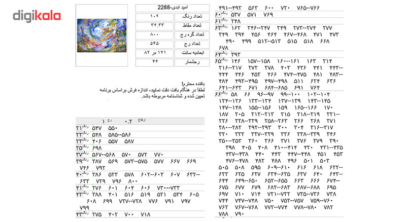 نخ و نقشه تابلو فرش سیرمان طرح مینیاتور امید ابدی کد 2288