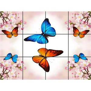 تایل سقفی آسمان مجازی طرح پروانه های رنگی کد 07 سایز 60x60 سانتی متر مجموعه 12 عددی