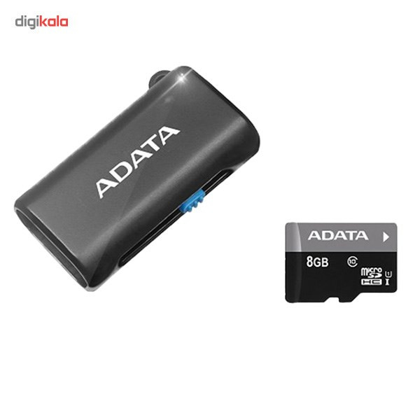کارت حافظه microSDHC ای دیتا مدل Premier کلاس 10 استاندارد UHS-I U1 همراه با میکرو ریدر ظرفیت 16 گیگابایت