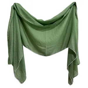 شال زنانه مدل نخ اسلپ نگین و مروارید دوزی 