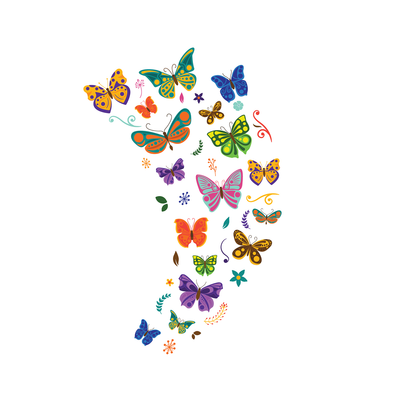 استیکر دیواری سالسو طرح پروانه های رنگارنگ a.z