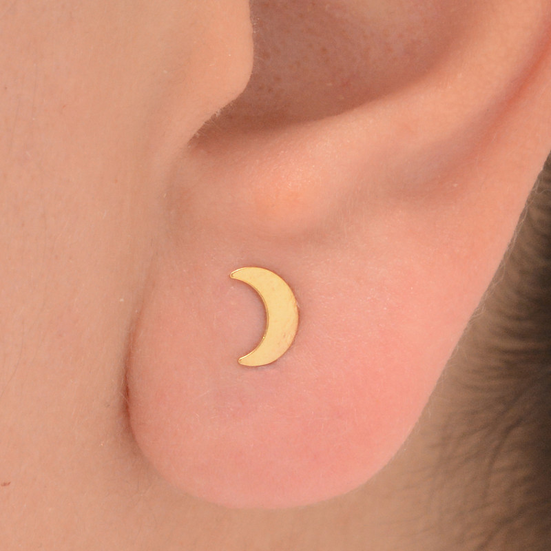 گوشواره میخی طلا 18 عیار زنانه طلای مستجابی مدل ماه و ستاره کد 52147T2621 - 2