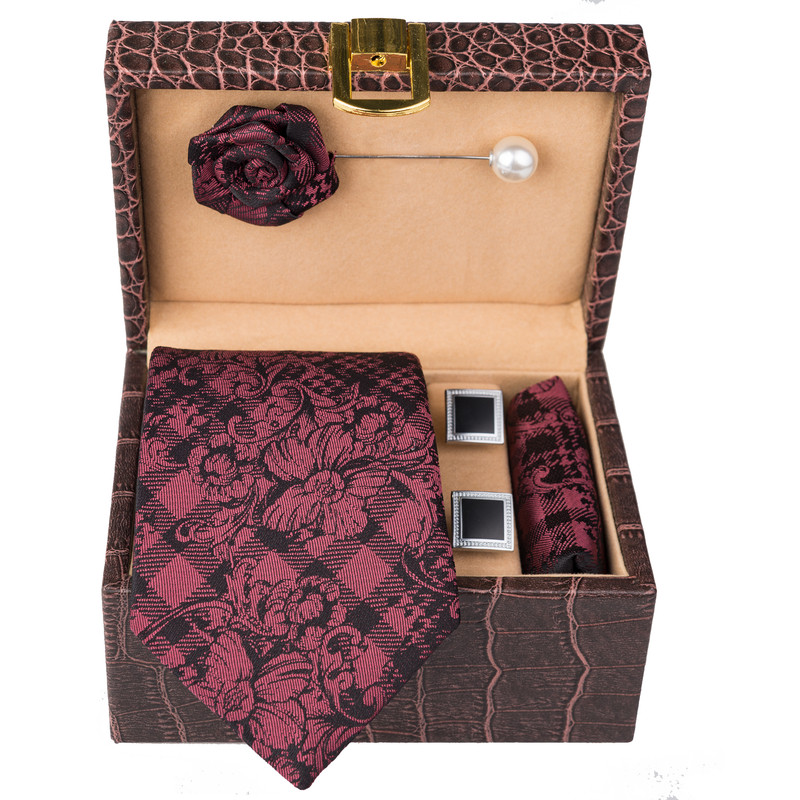 ست کراوات و دکمه سردست و دستمال جیب و گل کت مردانه جیان فرانکو روسی مدل GF-F2318RE-BOX
