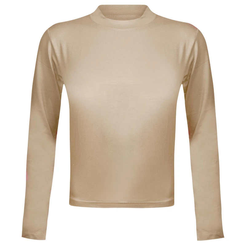 کراپ‌ تی‌شرت آستین بلند زنانه مدل پشت بندی کد 5228-609P