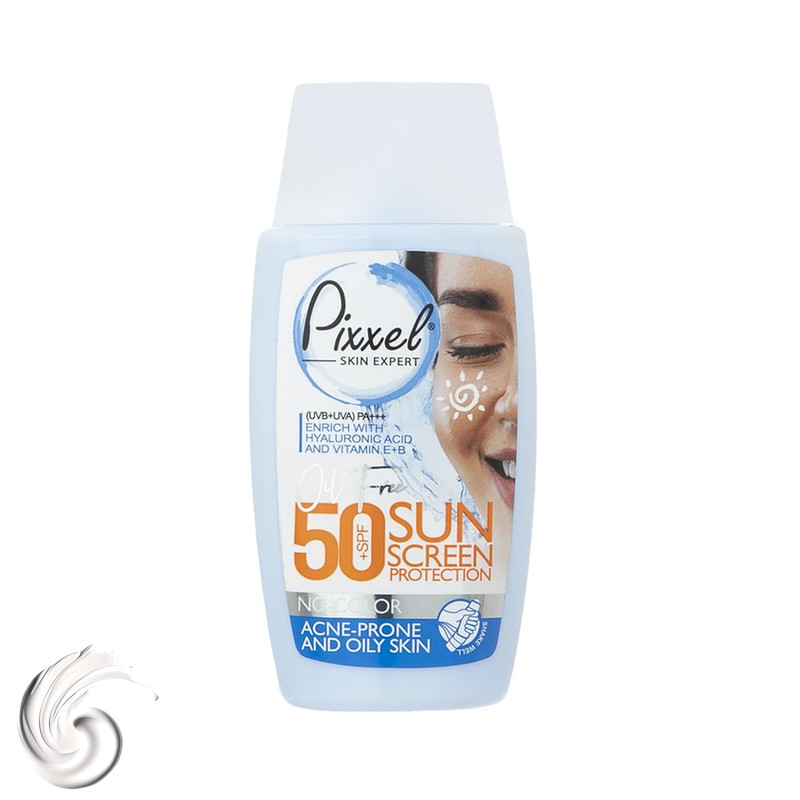 کرم ضد آفتاب بدون رنگ پیکسل SPF50 مدل Prone Skin محافظ PA+++ ،UVA ،UVB، تنظیم ترشح چربی پوست، ضد جوش و آکنه، مناسب پوست چرب حجم 50 میلی‌لیتر