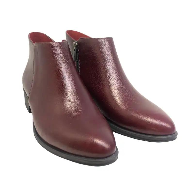 نیم بوت زنانه سرزمین چرم مدل 5262 رنگ زرشکی