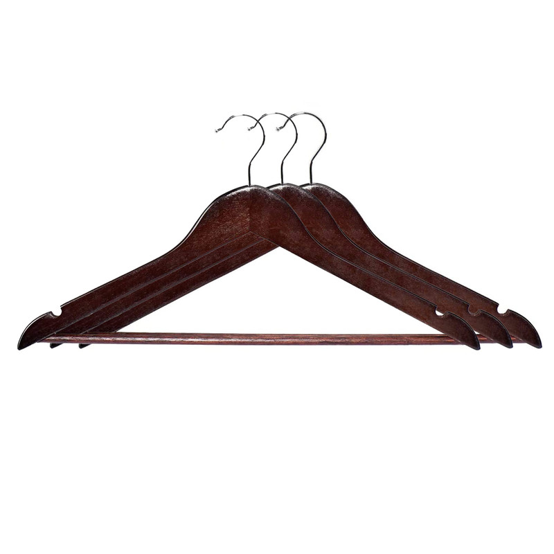 چوب لباسی مدل wooden_hanger_brn_3 بسته 3 عددی