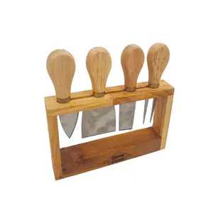 ست کارد صبحانه خوری مدل wooden مجموعه 4 عددی به همراه استند