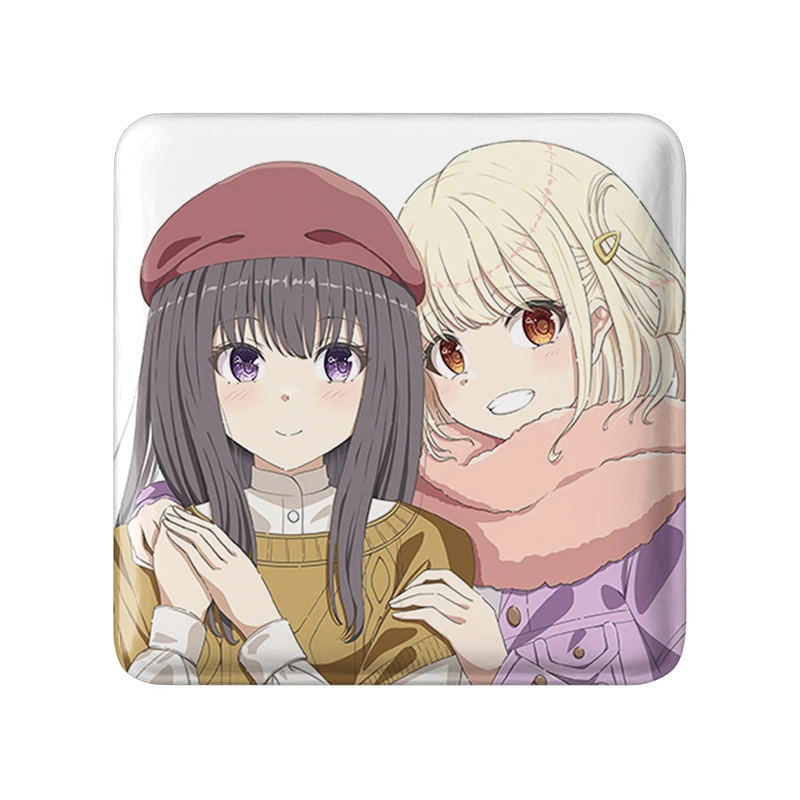 مگنت خندالو طرح چیساتو و تاکینا انیمه لیکوریس ریکویل Lycoris Recoil  مدل مربعی کد 22984