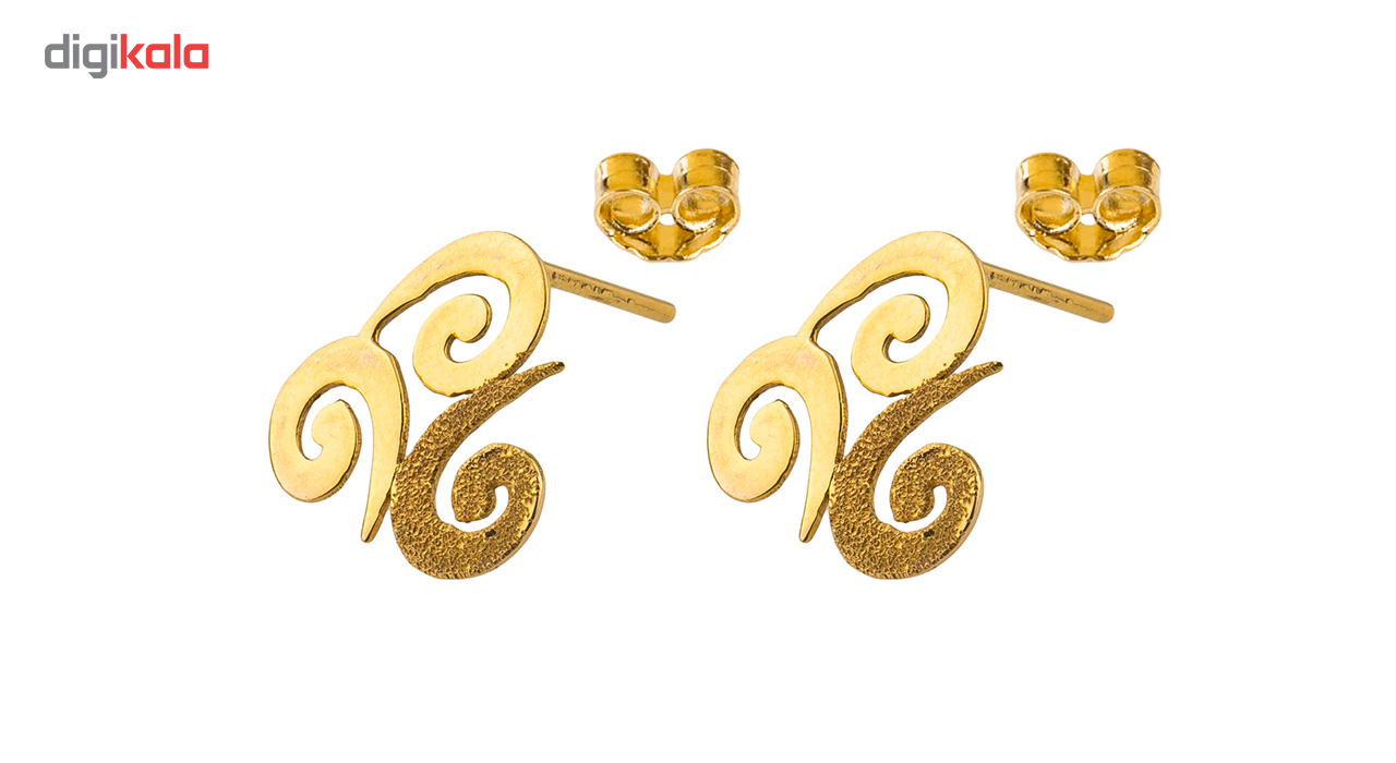 گوشواره میخی طلا 18 عیار گالری طلاچی مدل موج