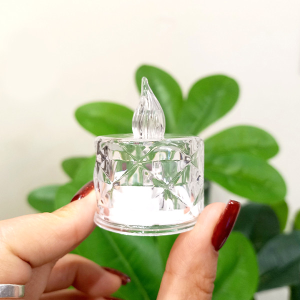 شمع ال ای دی مدل  کریستالی شفاف طرح Diamond مجموعه 2 عددی