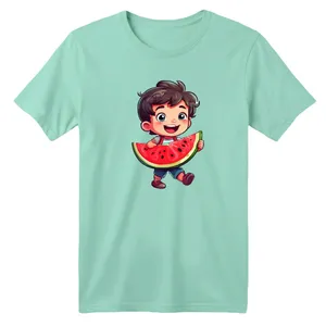 تی شرت آستین کوتاه بچگانه مدل پسرک یلدایی کد 5 رنگ سبز روشن