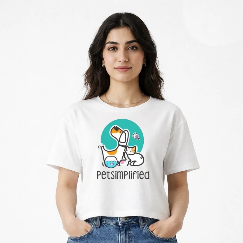 کراپ تی شرت آستین کوتاه زنانه مدل پت کد 1