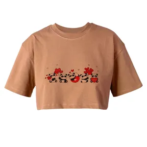 کراپ‌تاپ آستین کوتاه زنانه مدل پاندا کد K16 K