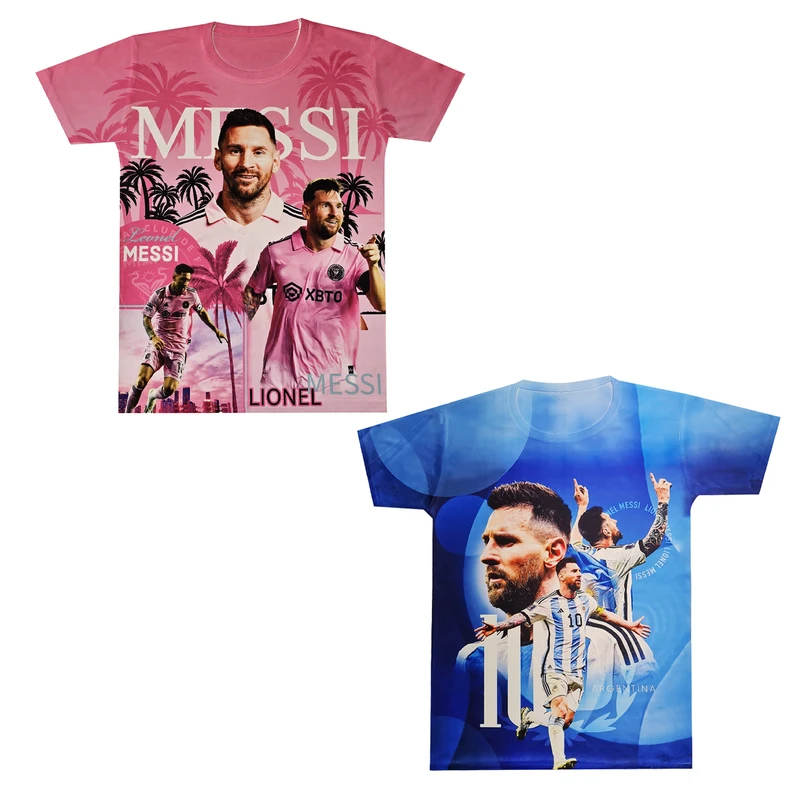 تی‌شرت آستین کوتاه ورزشی پسرانه مدل مسی طرح اینتر میامی مجموعه 2 عددی