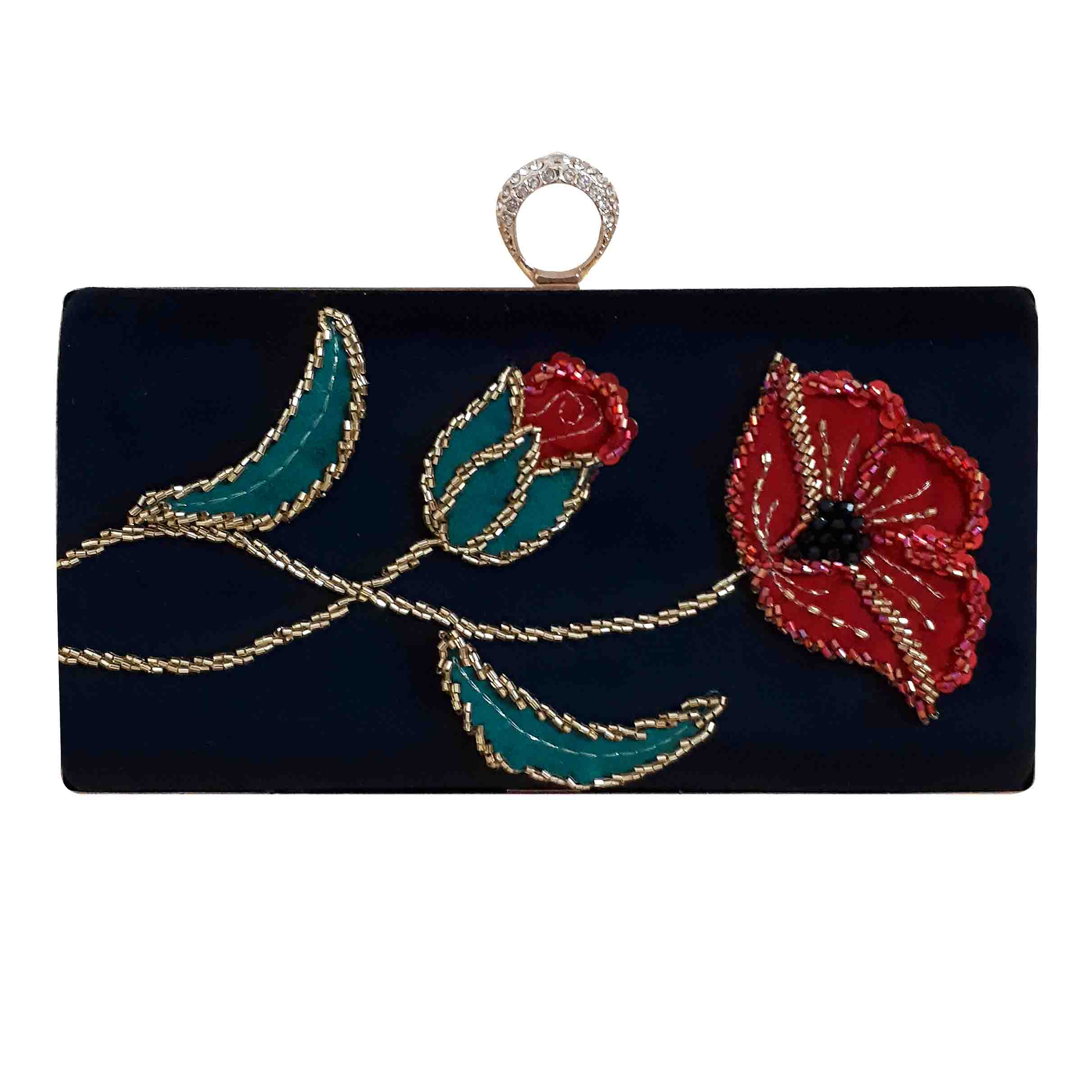 کیف مجلسی زنانه مدل گل رز جواهردوزی