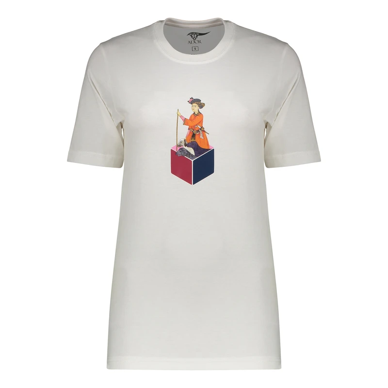 تی شرت آستین کوتاه زنانه آدور مدل یوسف و زلیخا رنگ سفید