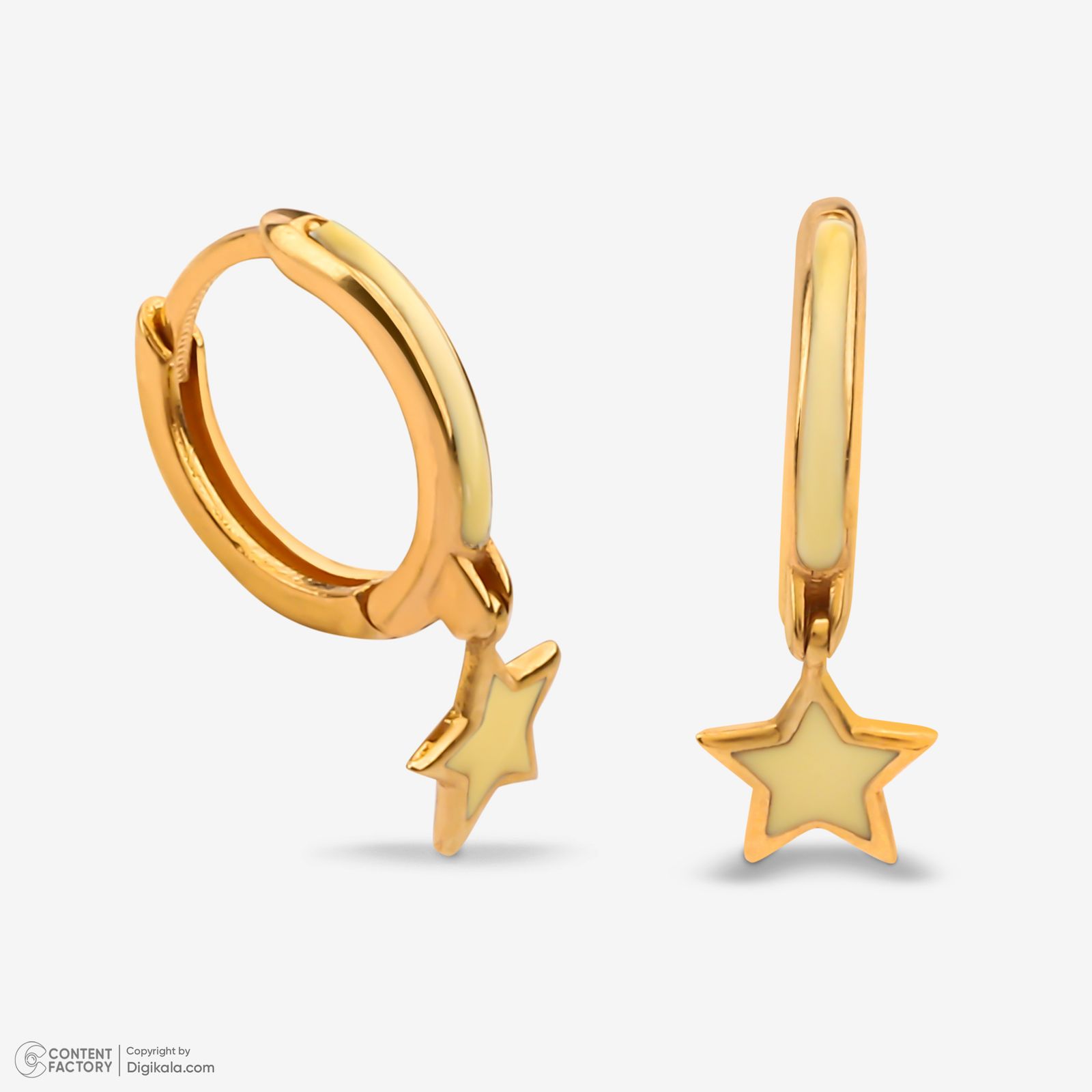 گوشواره حلقه‌ای طلا کم اجرت  18 عیار زنانه گلدم مدل E244024 -  - 3