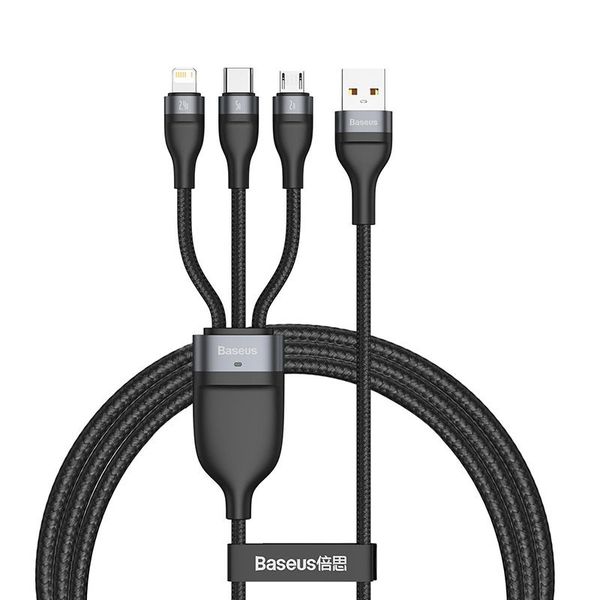 کابل تبدیل USB به microUSB/USB-C /لایتنینگ باسئوس مدل CA1T3-G1 طول 1.2 متر