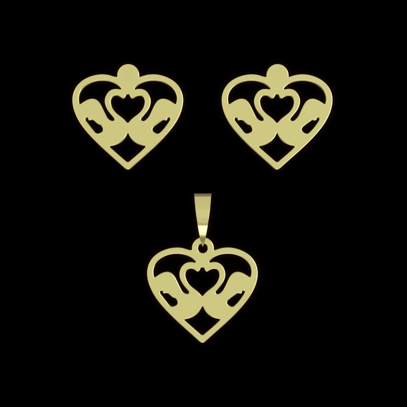 نیم ست طلا 18 عیار زنانه مدوپد مدل قلب کد NA11035