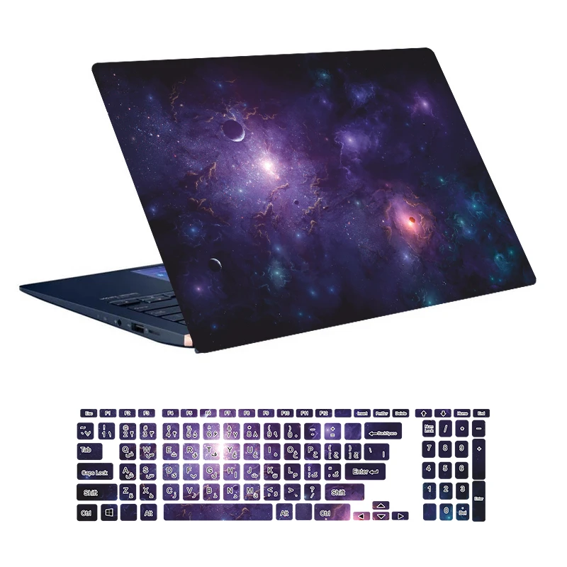 استیکر لپ تاپ توییجین و موییجین طرح Space کد 89 مناسب برای لپ تاپ 15.6 اینچ به همراه برچسب حروف فارسی کیبورد 