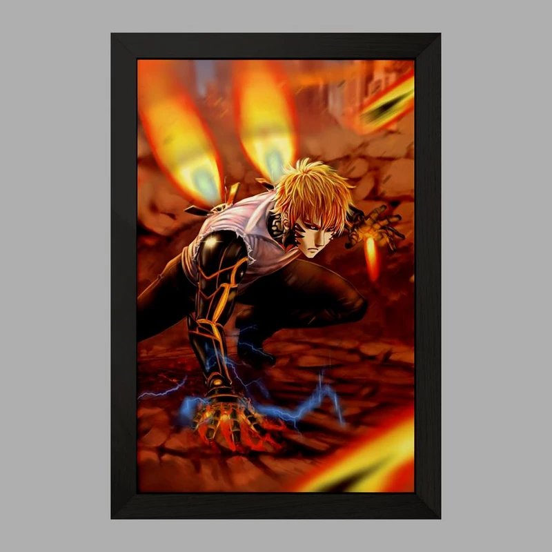 تابلو خندالو مدل جنوس انیمه مرد تک مشتی One Punch Man  کد 11358