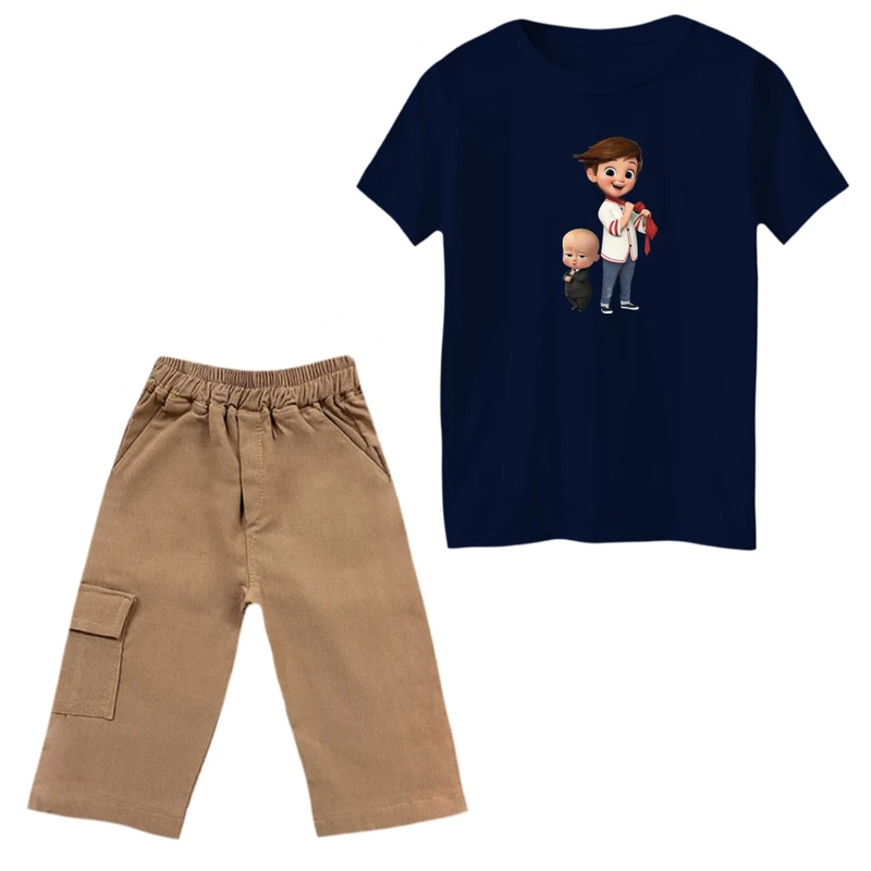 ست تی‌شرت و شلوارک پسرانه مدل بچه رییس کد 1