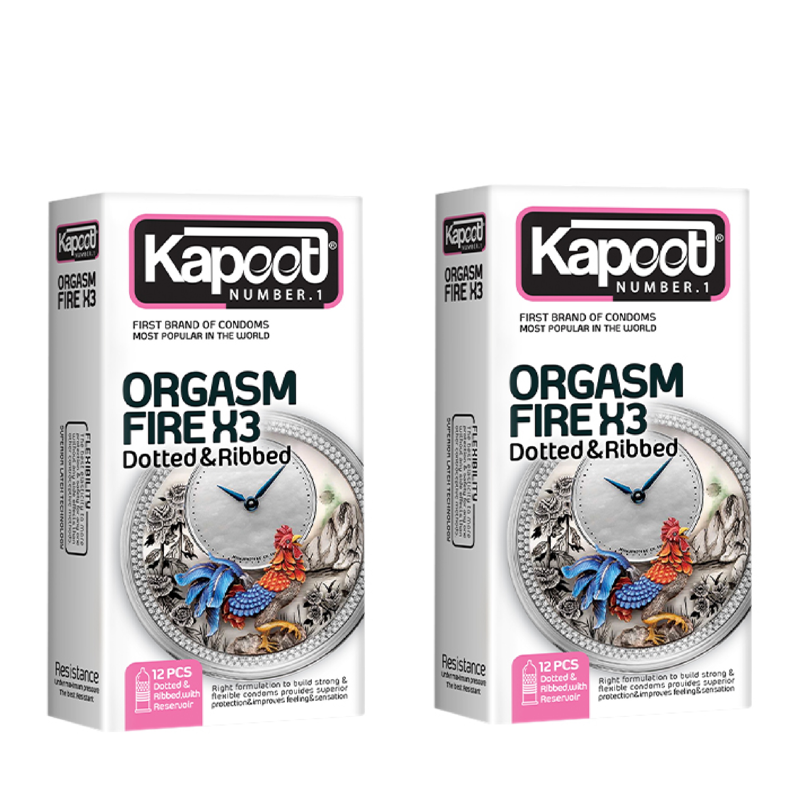 کاندوم کاپوت مدل ORGASM FIRE X3 مجموعه 2 عددی