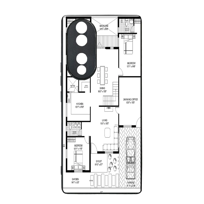 کاور طرح نقشه ساختمان مناسب برای گوشی موبایل آنر 70
